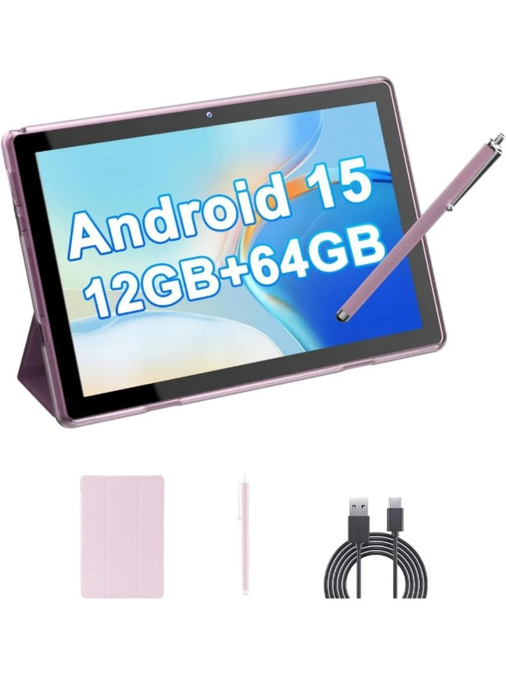 10-Inch Android Tablet, 12GB RAM, 64GB Storage, Dual Camera, 6000mAh Battery